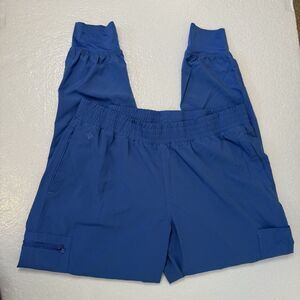 Med Couture Women's Large Energy Smocked Waist Cargo Jogger Scrub Pant CEIL BLUE